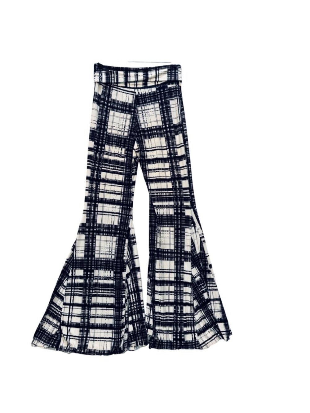 Vintage J Uptown USA Palazzo Pants Size L Black White Plaid Mod Wild Retro Y2K - Picture 3 of 8